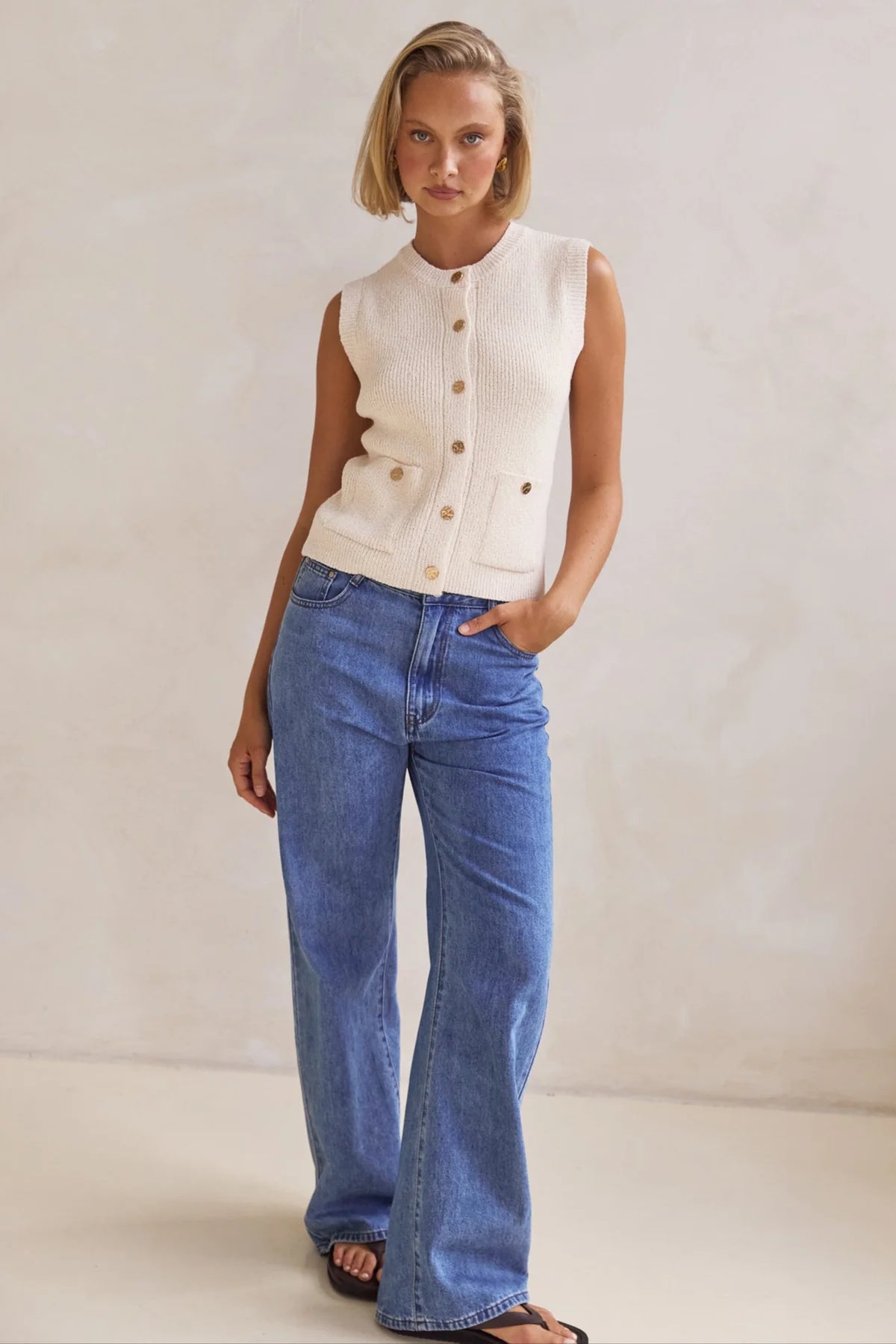 Camille Knit Vest - Cream