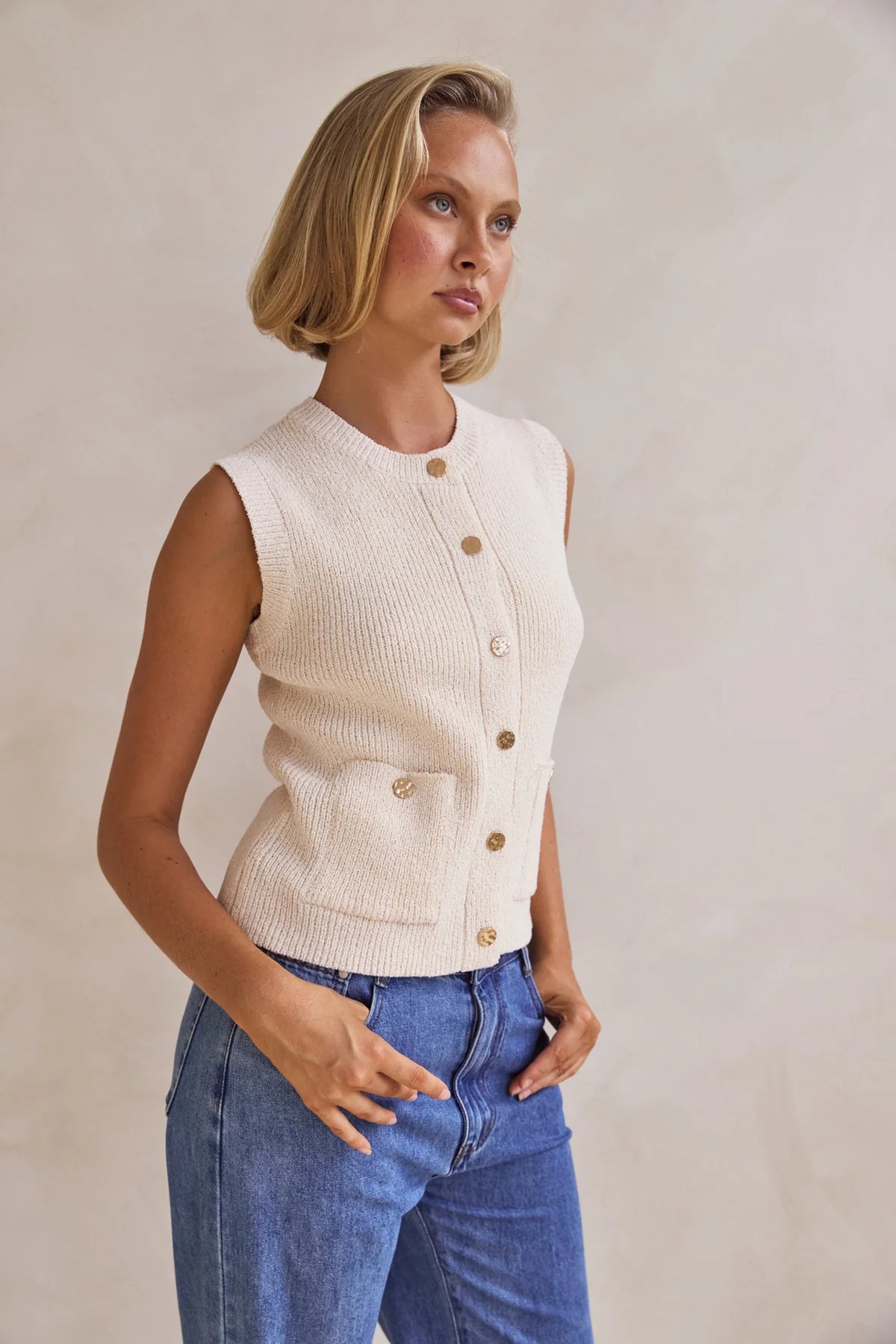 Camille Knit Vest - Cream