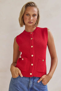 Camille Knit Vest - Red