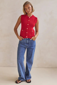 Camille Knit Vest - Red